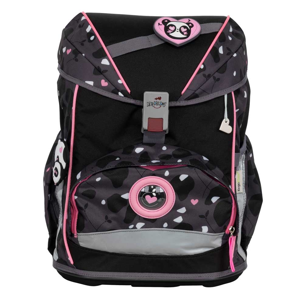 DerDieDas Schulranzen Ergoflex Buttons Pink Panda 5 tlg.