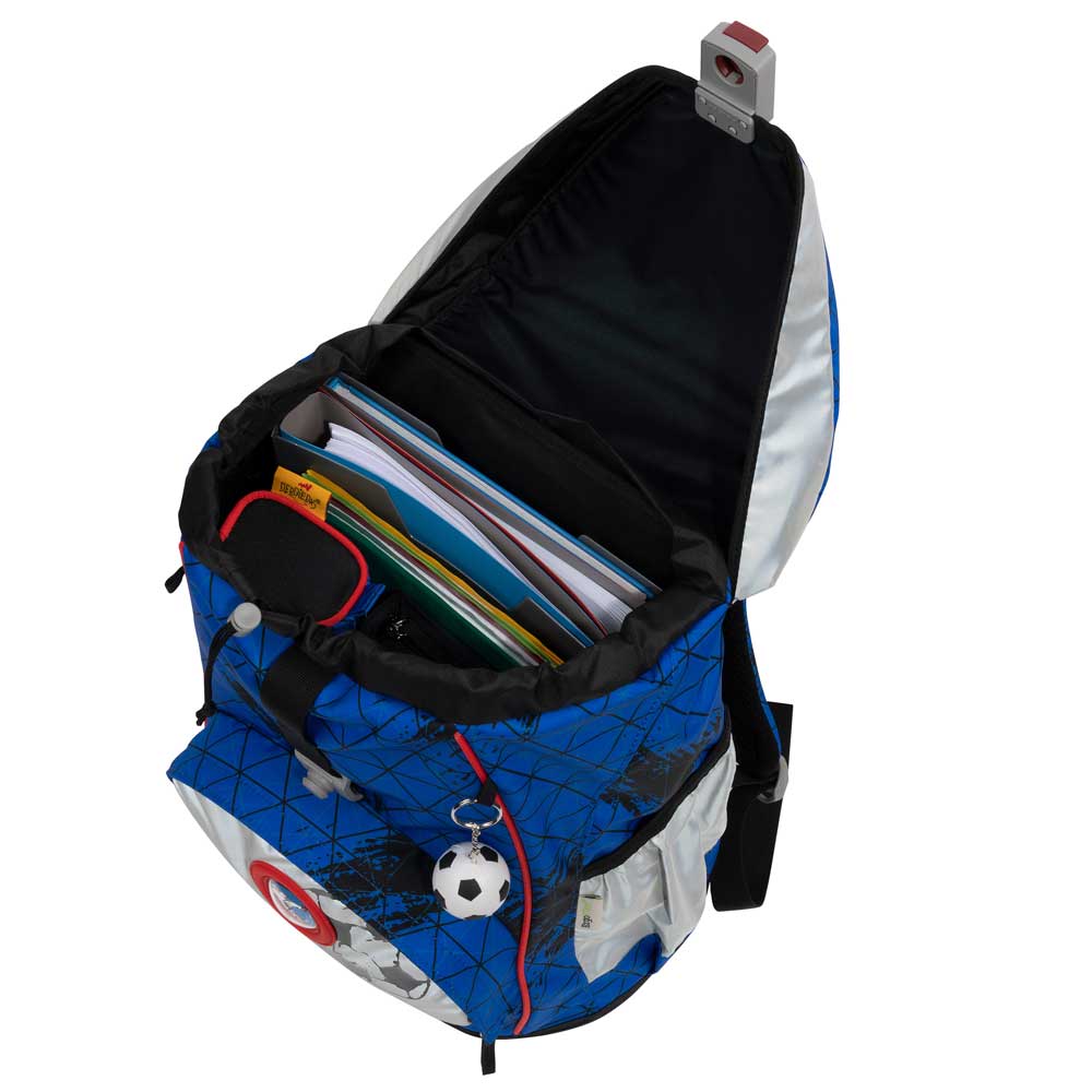 DerDieDas Schulranzen Ergoflex SUPERFLASH Silver Soccer 5 tlg.