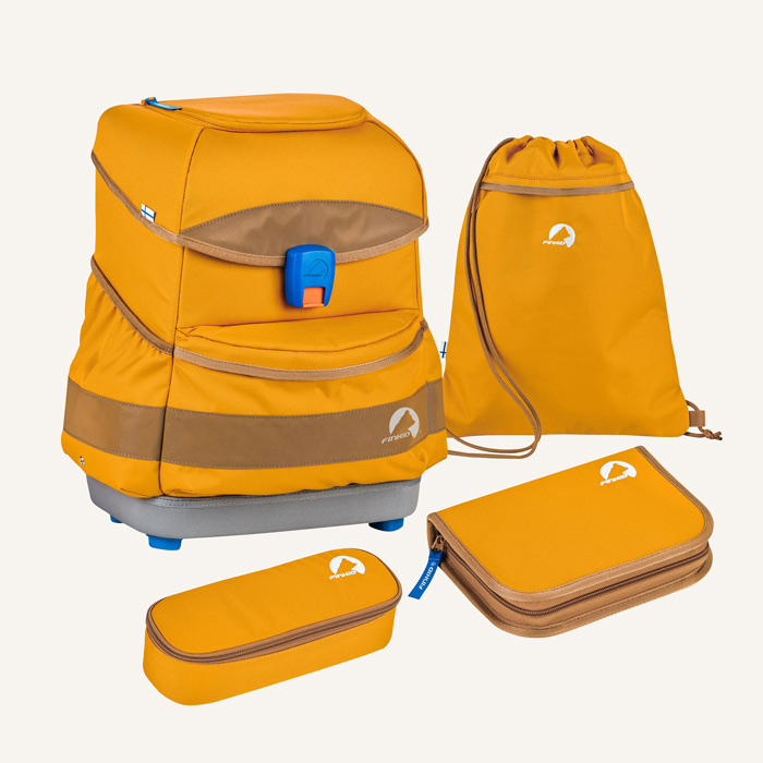 finkid-schulranzen-buddy-golden-yellow-cinnamon-5tlg finkid schulranzen set buddy 4tlg golden yellow cinnamon