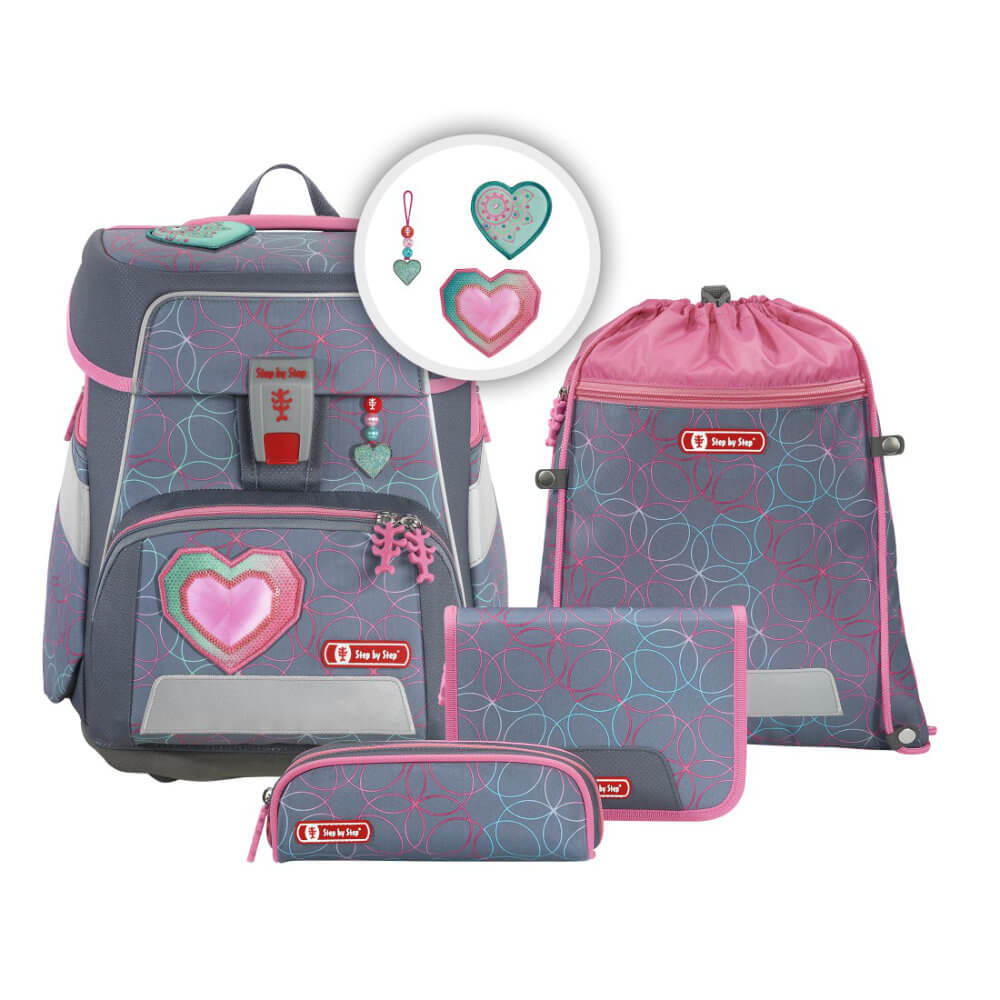 Step by Step Schulranzen Space Set Glitter Heart 5 tlg.