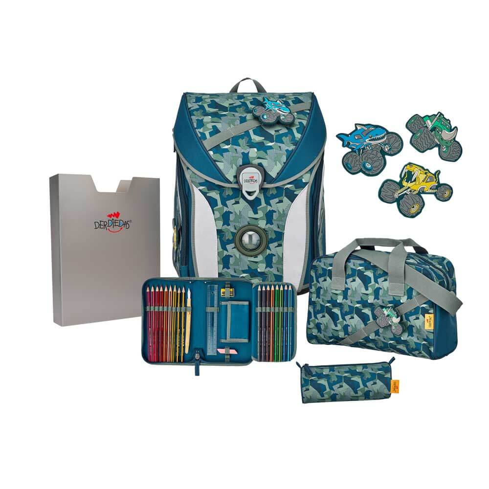 DerDieDas-Schulrucksack-Ergoflex-Max-Set-5tlg-Monster-Truck DerDieDas Schulrucksack Ergoflex Max Monster Truck 5 tlg.