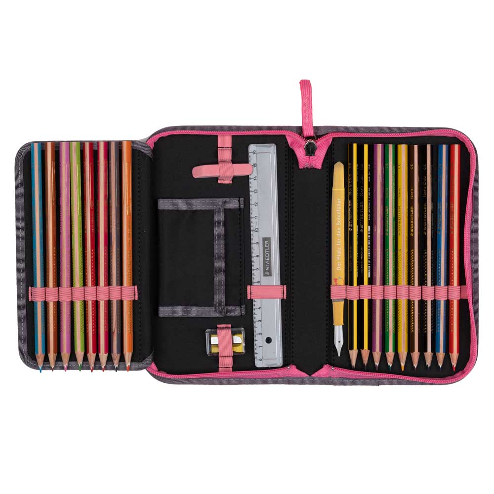 DerDieDas Schulranzen Ergoflex Buttons Pink Panda 5 tlg.